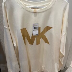 Michael Kors Ivory Top with Gold MK Logo